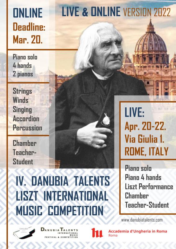 IV. Danubia Talents Liszt International Music Competition ONLINE 2022 Rome
